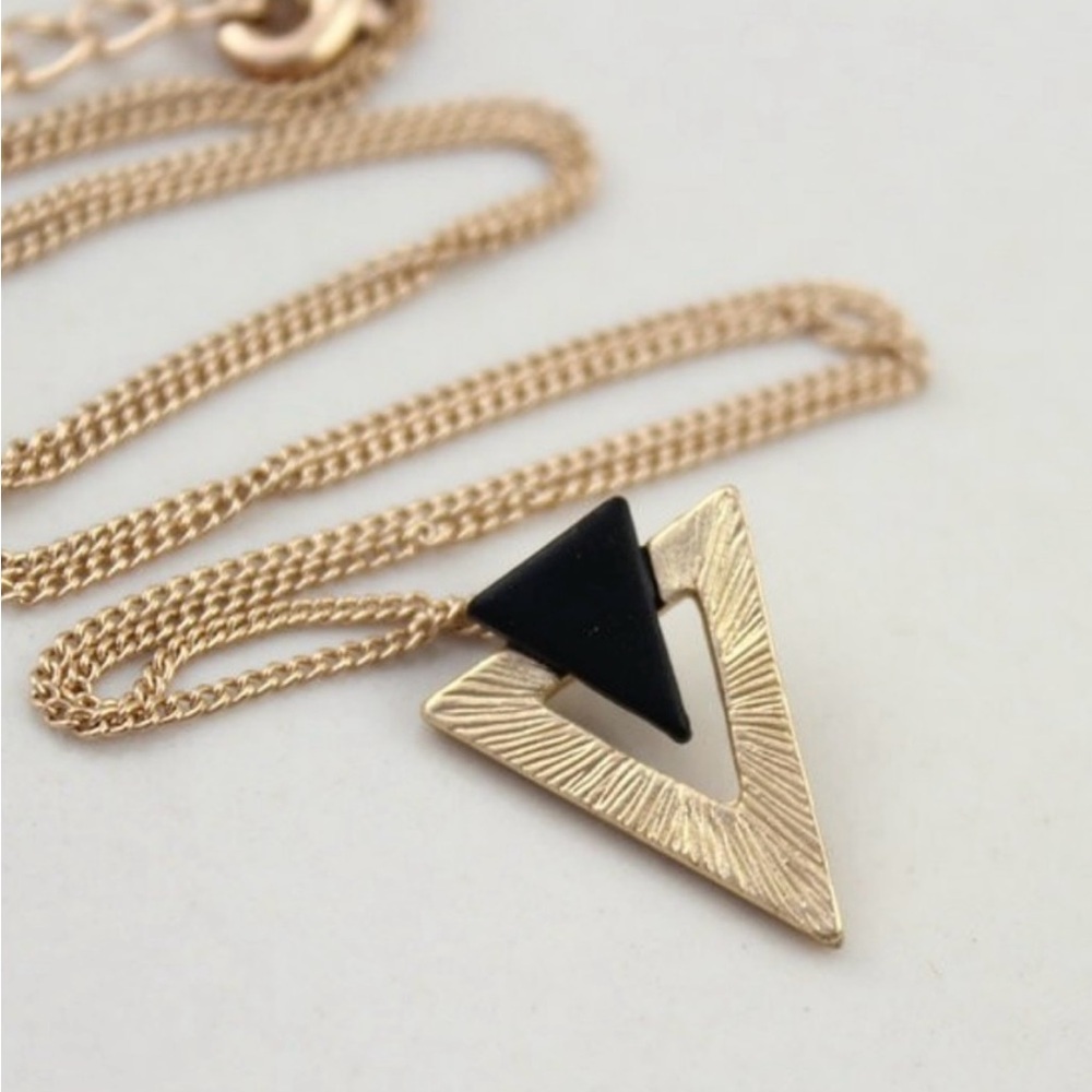 Trendy Jewels Gold Necklace with Black Triangle Pendant